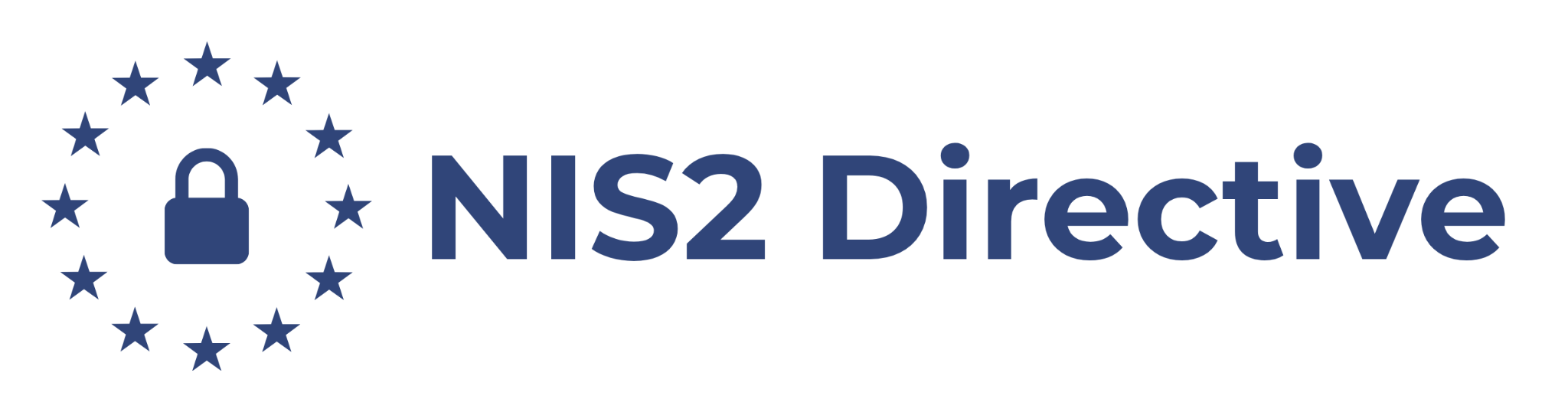 Logo NIS2 Directive con lucchetto circondato dalle stelle dell’Unione europea